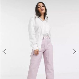 ASOS DESIGN Petite PU carpenter in pink
